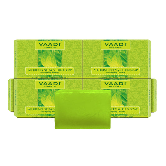 Pack of 6 Alluring Neem-Tulsi Soap with Vitamin E & Tea Tree Oil (75 gms x 6)