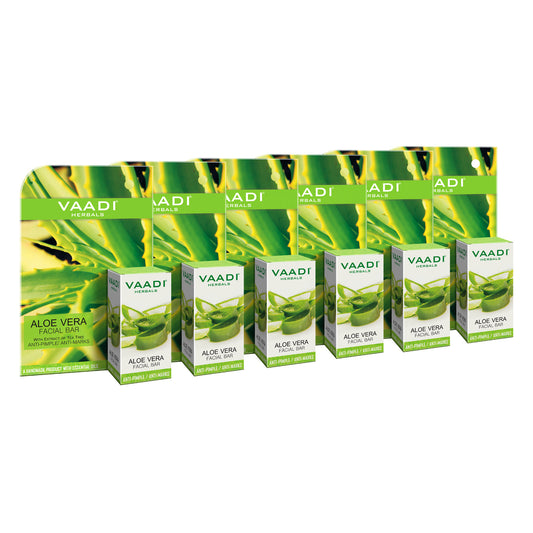 Pack of 6 Aloe Vera Facial Bars with Extract of Tea Tree (25 gms x 6)