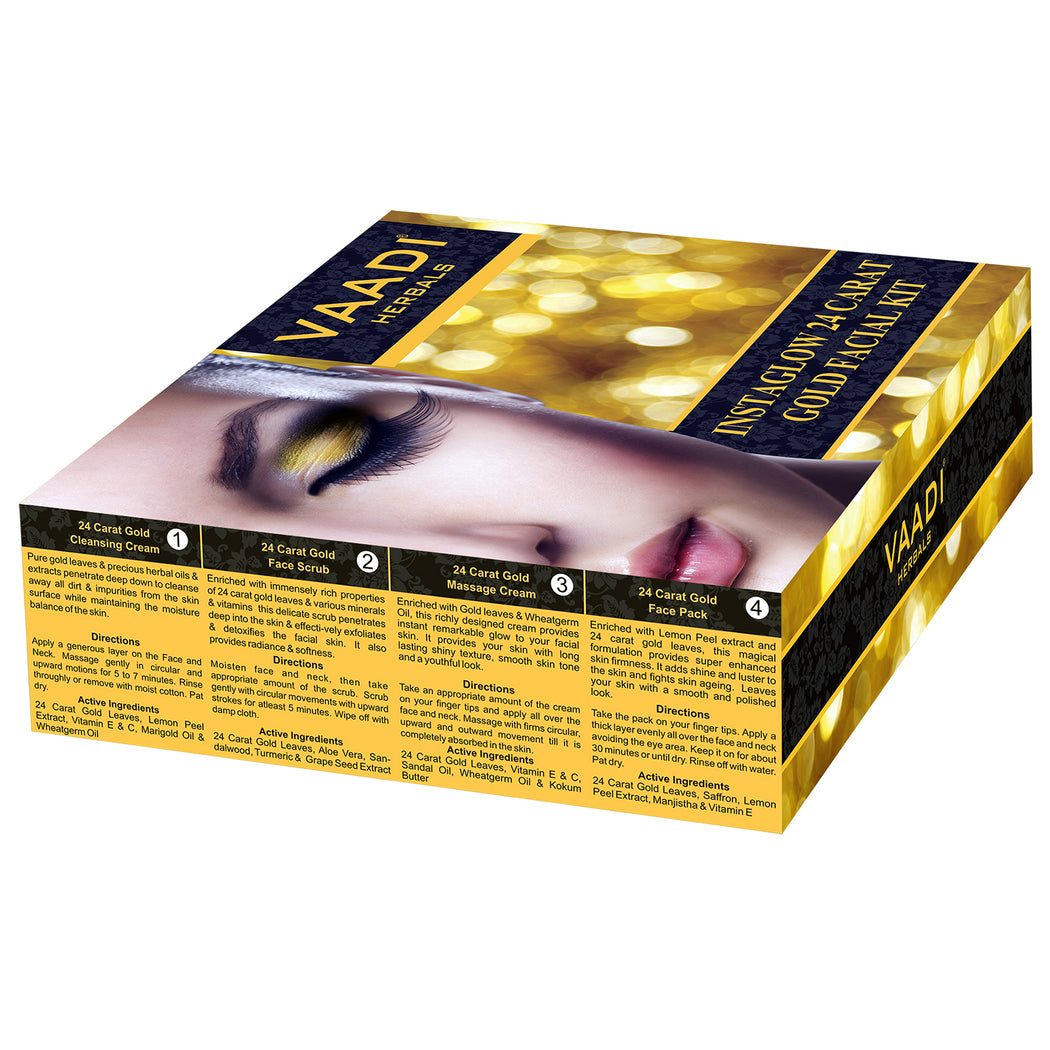 Gold Facial Kit - 24 Carat Gold Leaves, Marigold & Wheatgerm Oil, Lemon Peel Extract (110 gms)