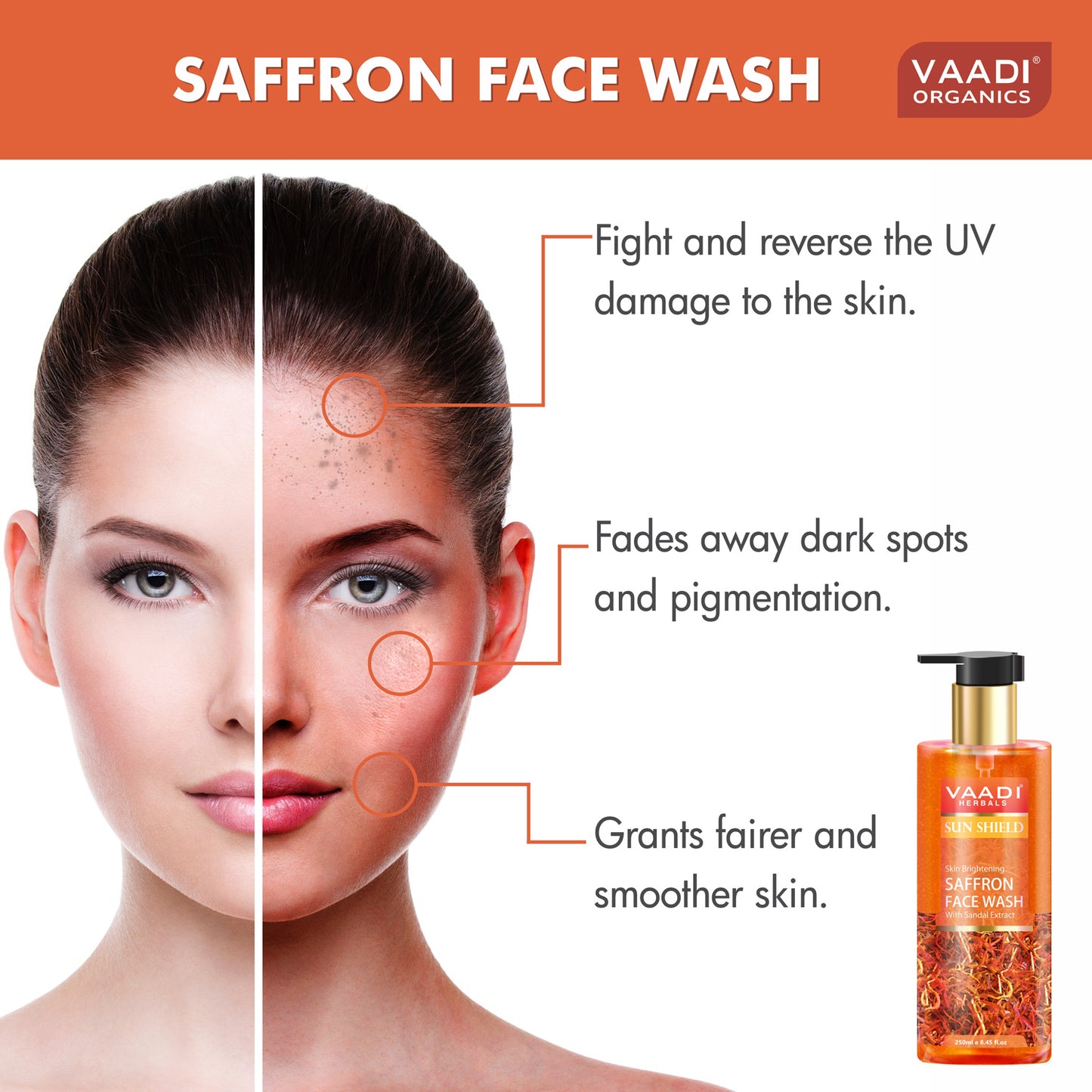 Pack of 3 Luxurious Face Wash - Skin Whitening Saffron, Strawberry Scrub & Pure Honey Lemon (3 x 250 ml)