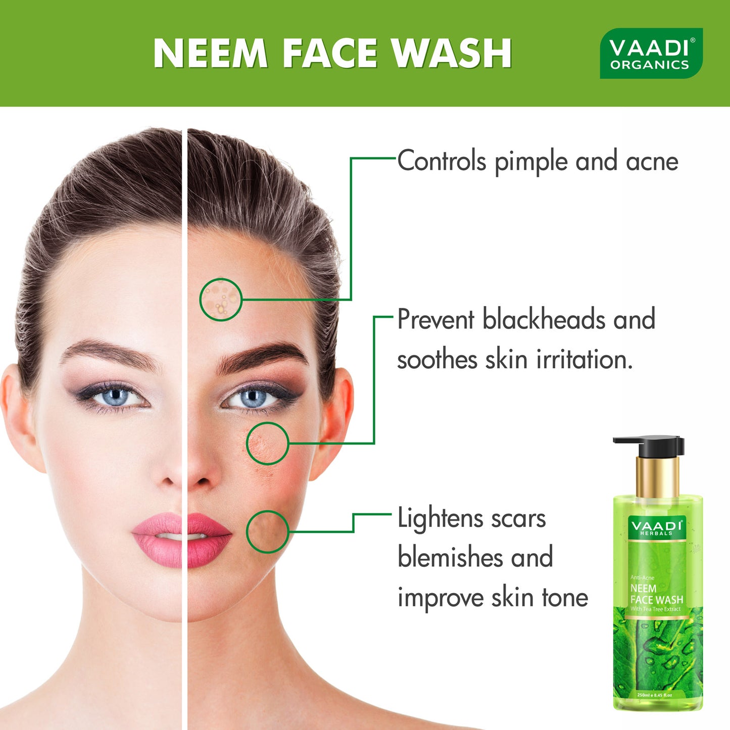 Pack of 2 Anti-Acne Neem Face Wash With Tea Tree Extract (2 x 250 ml)