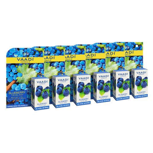 Pack of 6 Blueberry Facial Bars with Extract of Mint (25 gms x 6)