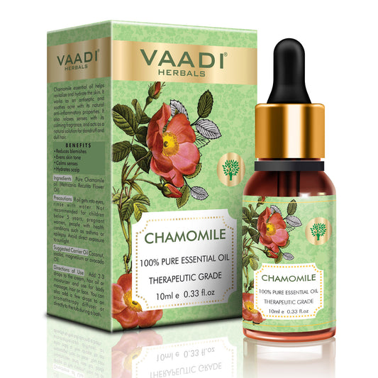 Chamomile Essential Oil - Reduces Blemishes, Evens Skin Tone - Relieves Stress, Better Sleep - 100% Pure Therapeutic Grade (10 ml)