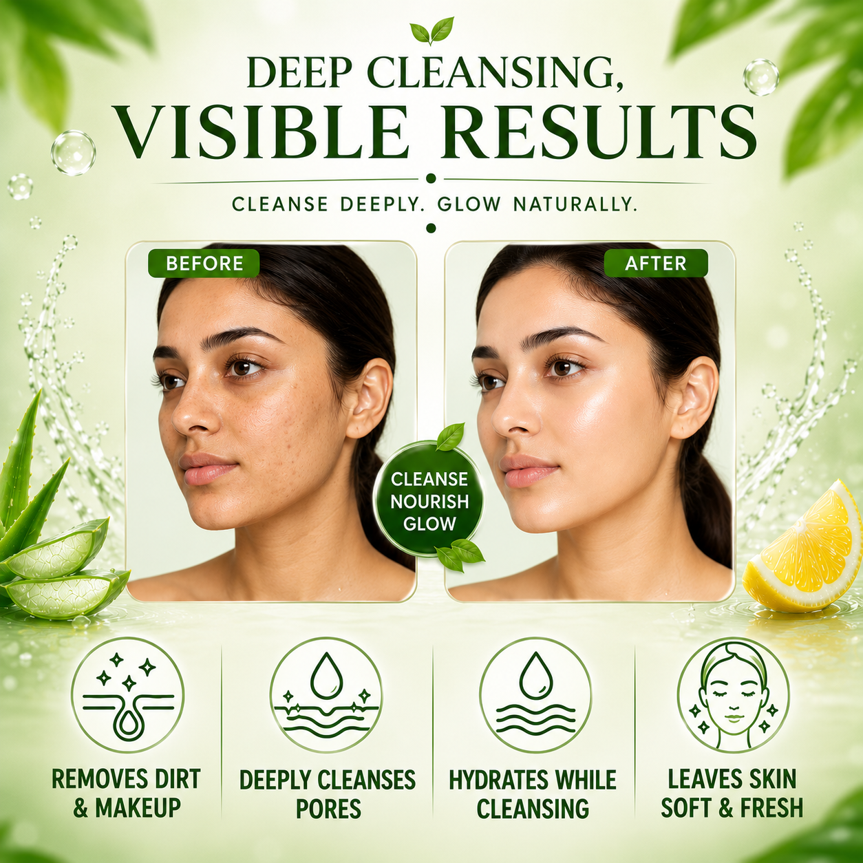 Aloe Vera Deep Pore Cleansing Milk With Lemon Extract  (350 ml)
