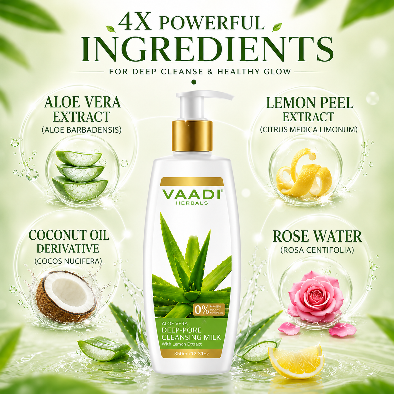 Aloe Vera Deep Pore Cleansing Milk With Lemon Extract  (350 ml)