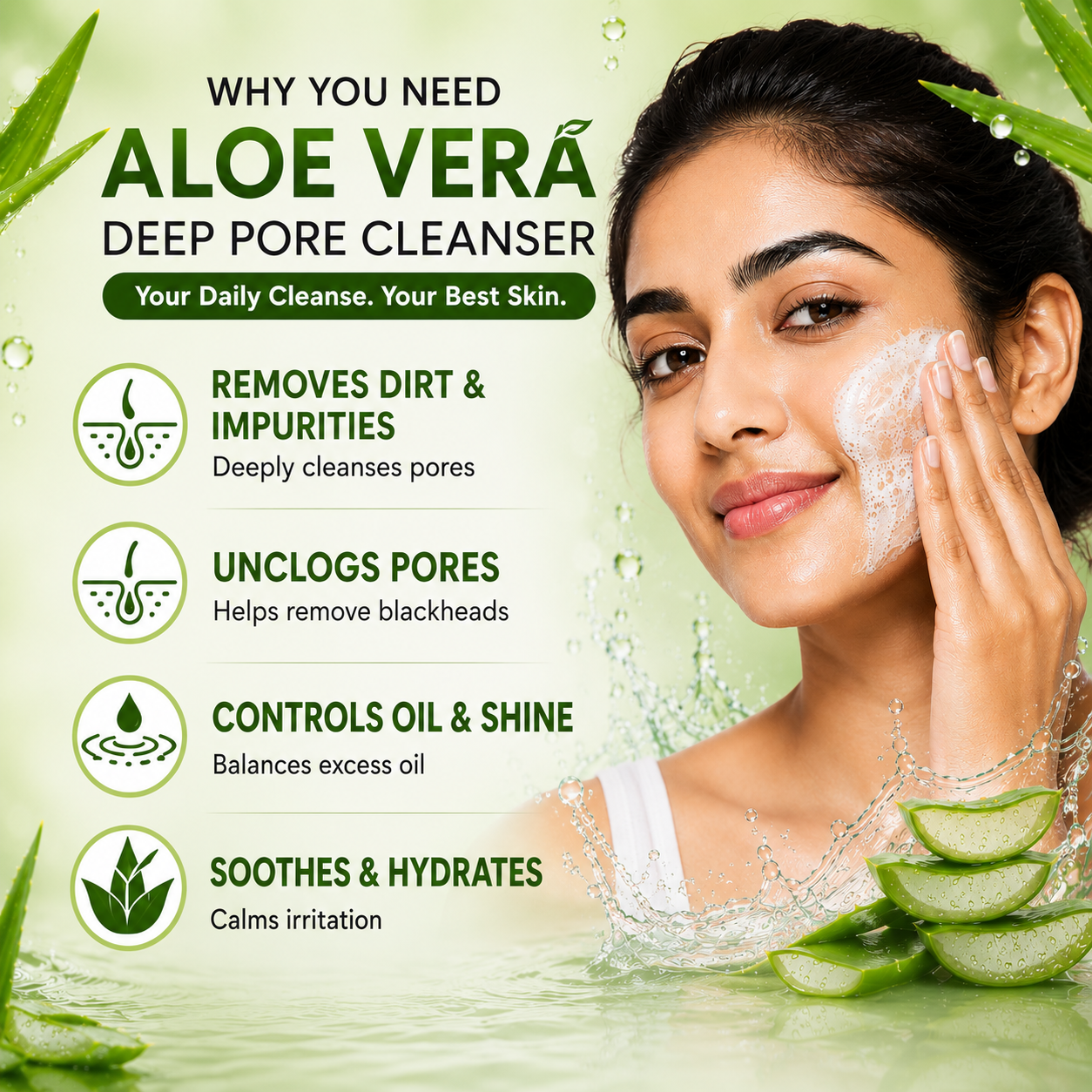 Aloe Vera Deep Pore Cleansing Milk With Lemon Extract  (350 ml)