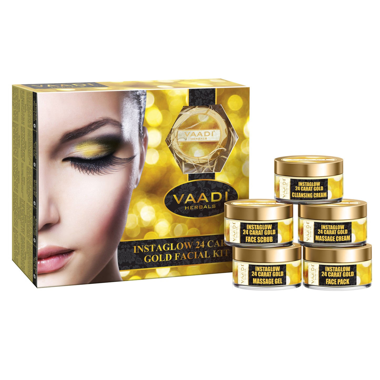Gold Facial Kit - 24 Carat Gold Leaves, Marigold & Wheatgerm Oil, Lemon Peel Extract (270 gms)