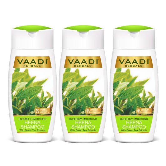 Pack of 3 Superbly Smoothing Heena Shampoo With Green Tea Extracts (110 ml x 3)