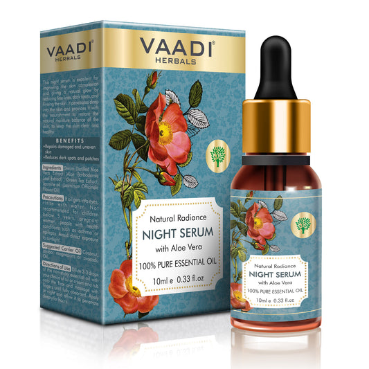 Natural Radiance Night Serum with Aloe Vera - Reduces Dark Spots & patches, Repairs Damaged & Uneven Skin (10 ml)