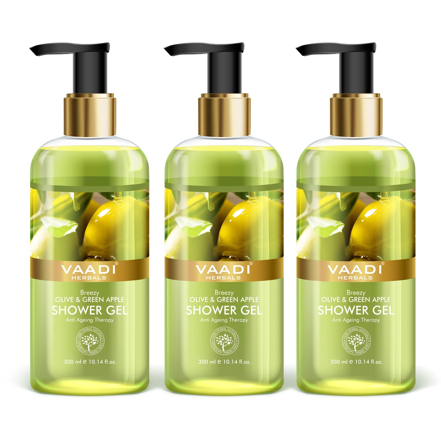 Pack of 3 Breezy Olive & Green Apple Shower Gel (300 ml x 3)