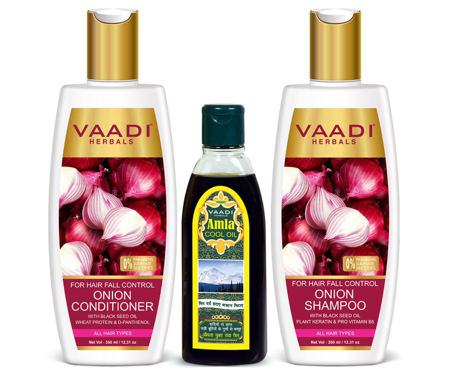 Anti Hair Fall Complete Pack -  Onion Shampoo (350 ml), Onion Conditioner (350 ml) & Amla Hair Oil (200 ml)