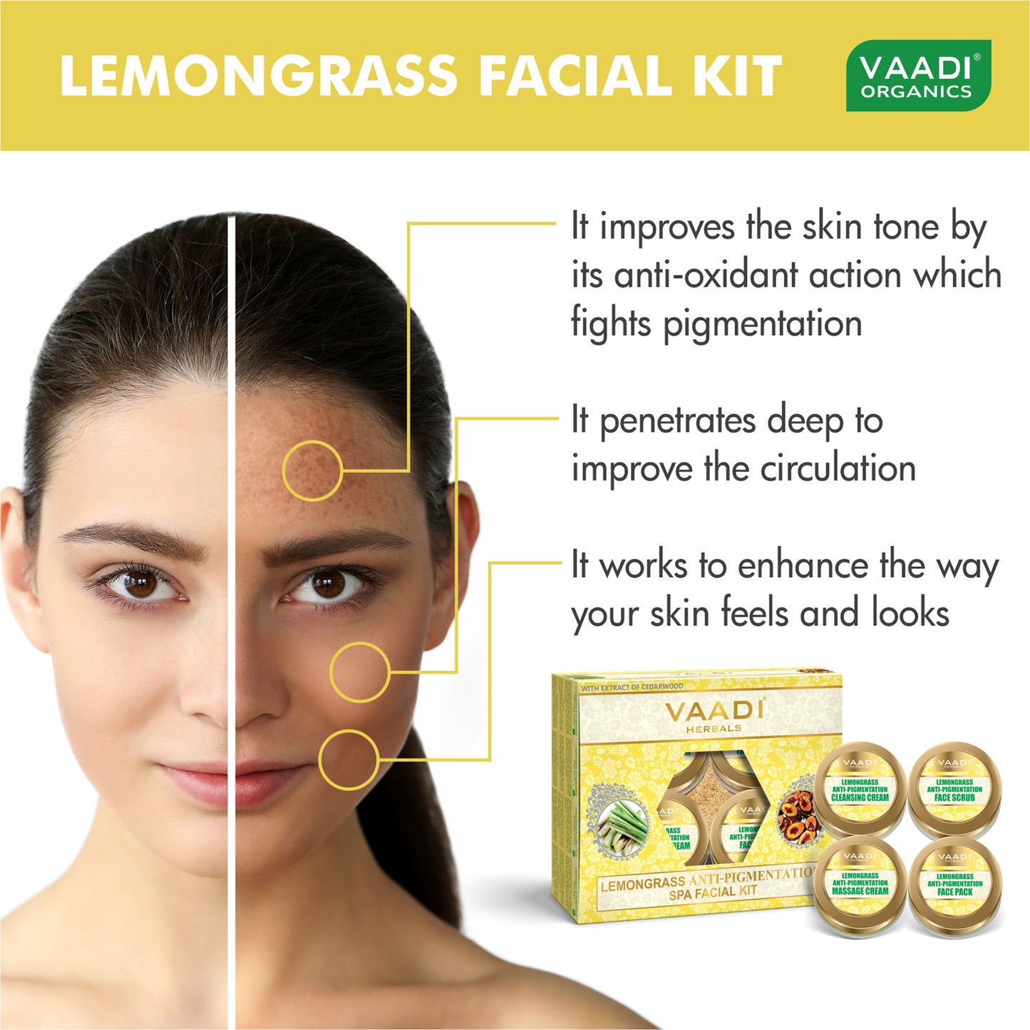 Lemongrass Anti-Pigmentation SPA Facial Kit With Cedarwood Extract (110 gms)