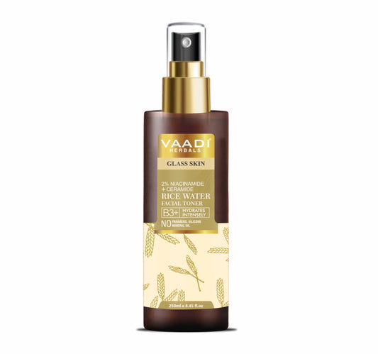 Vaadi Herbals 2% Niacinamide + Ceramide Rice Water Facial Toner - B3+ | Brightening| Pore-Tightening & Glass-Skin Hydration (250 ml)