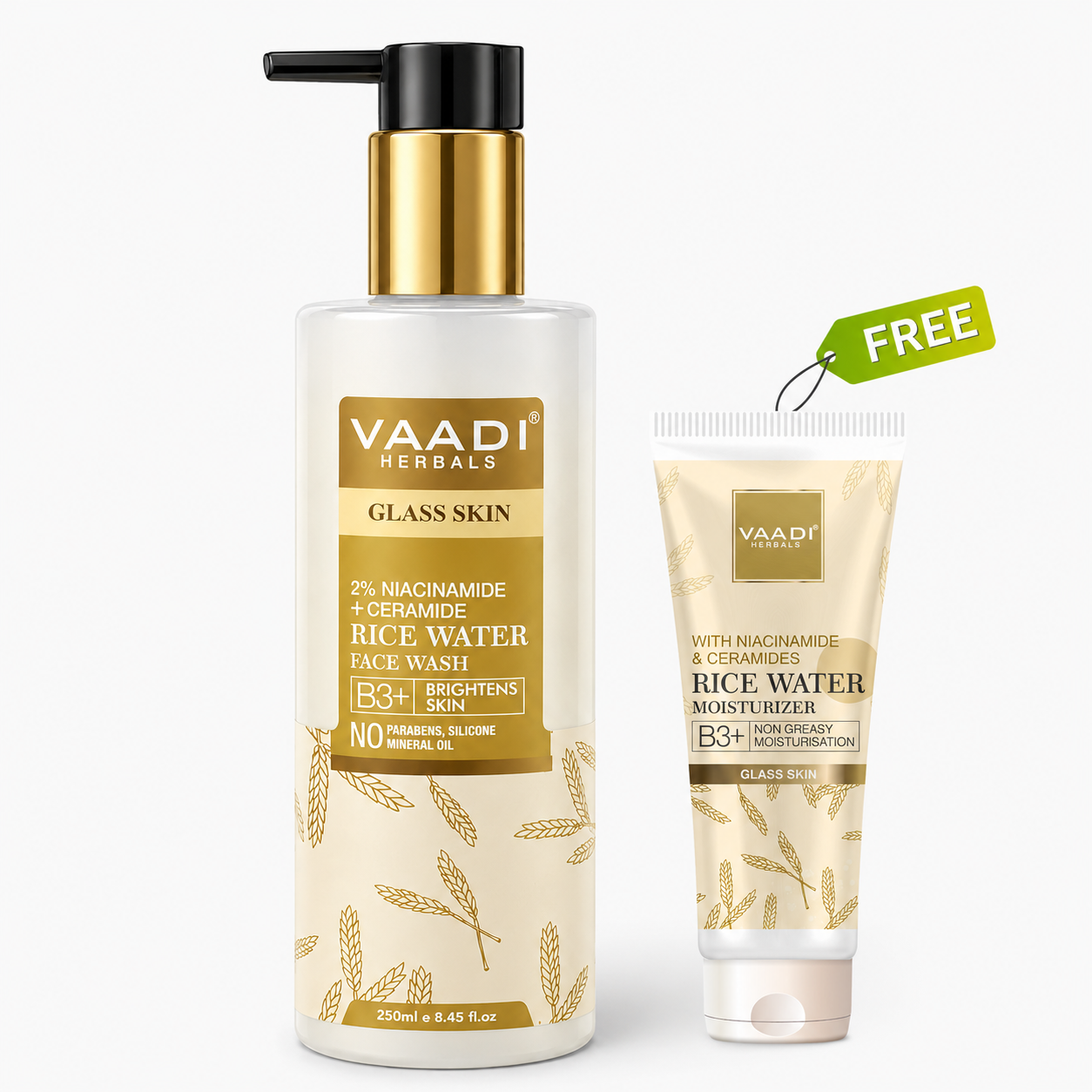2% Niacinamide + Ceramide Rice Water Face Wash (250 ml) with free Rice Water Moisturizer (60 ml) (Buy X Get Y Free)