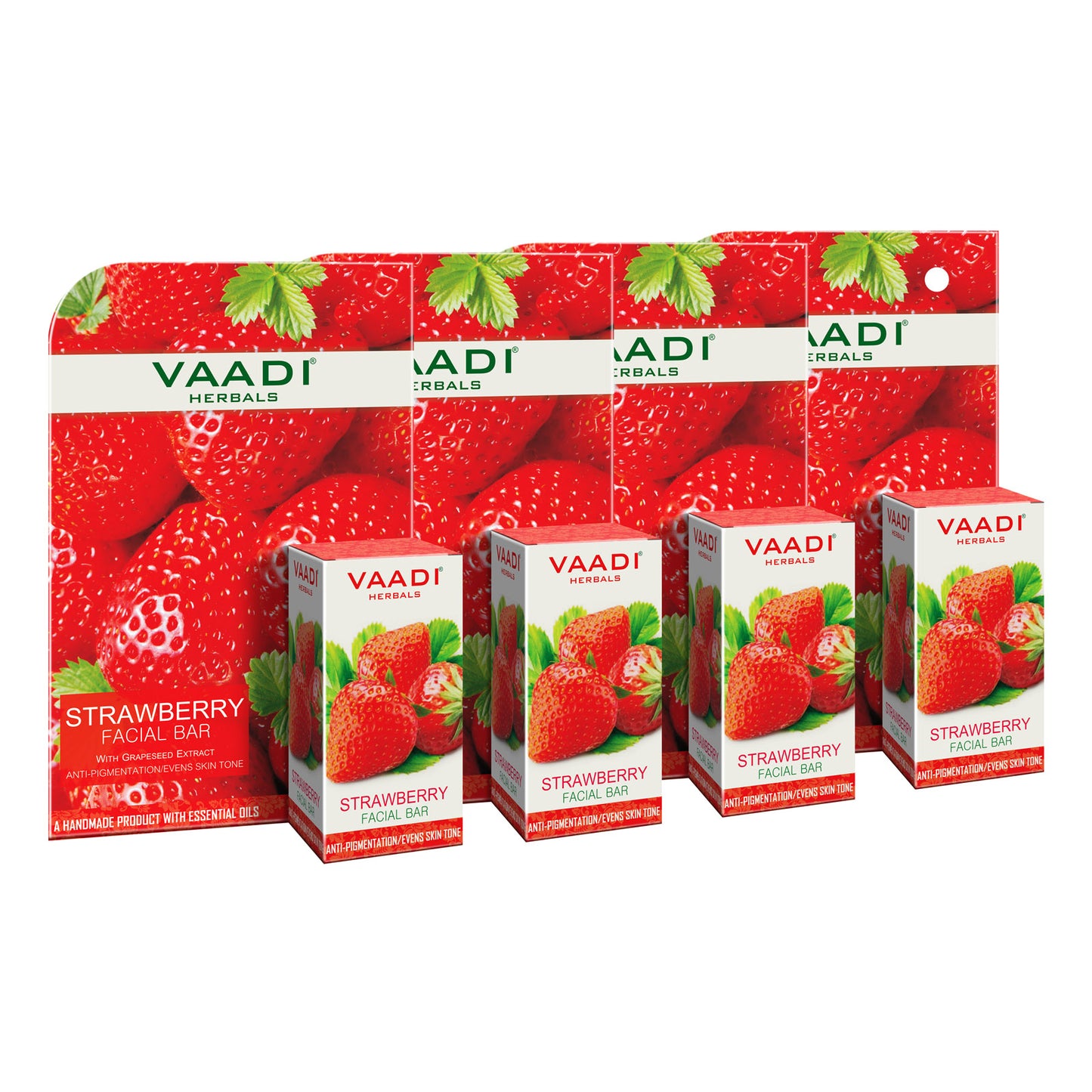 Pack of 4 Strawberry Facial Bars with Grapeseed Extract (25 gms x 4)