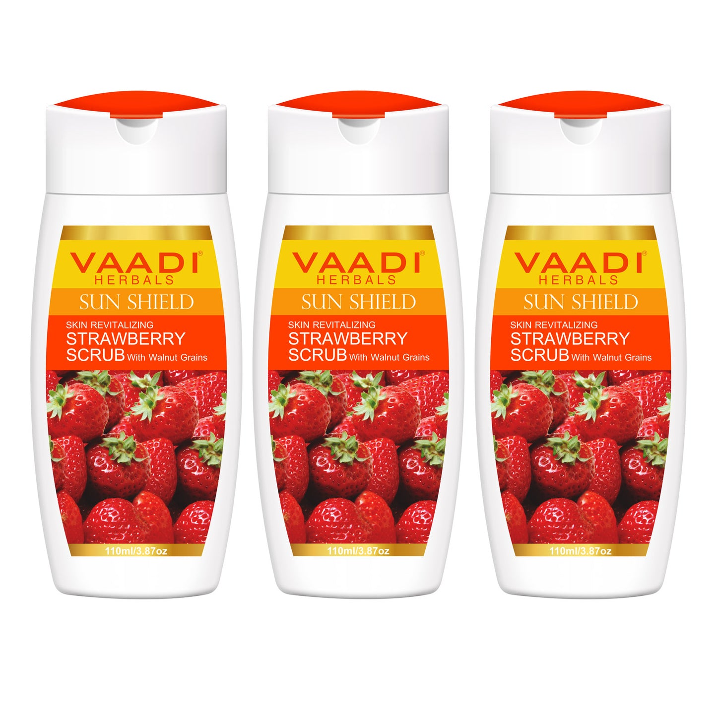 Pack of 3 Strawberry Scrub Lotion With Walnut Grains (110 ml x 3)