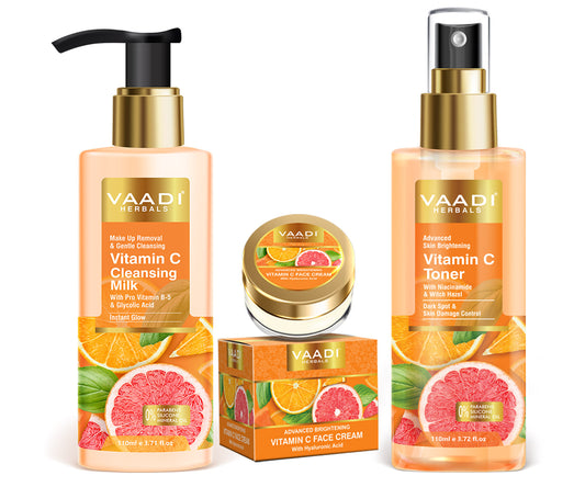 Vitamin C Brightening Combo - Cleansing Milk (110 ml), Toner (110 ml), Face Cream (30 gms)