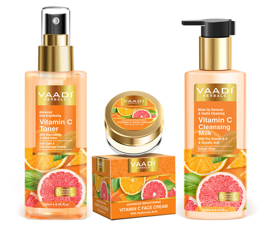 Vitamin C Brightening Combo - Cleansing Milk (250 ml), Toner (250 ml), Face Cream (30 gms)