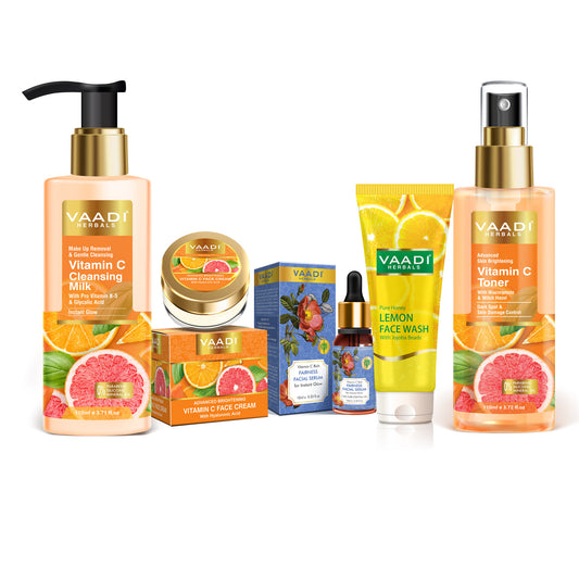 Vitamin C Complete Skin Care Travel Set - Cleansing Milk (110 ml), Lemon Face Wash (60 ml), Vit C Serum (10 ml), Face Cream (30 gms), Toner (110 ml)