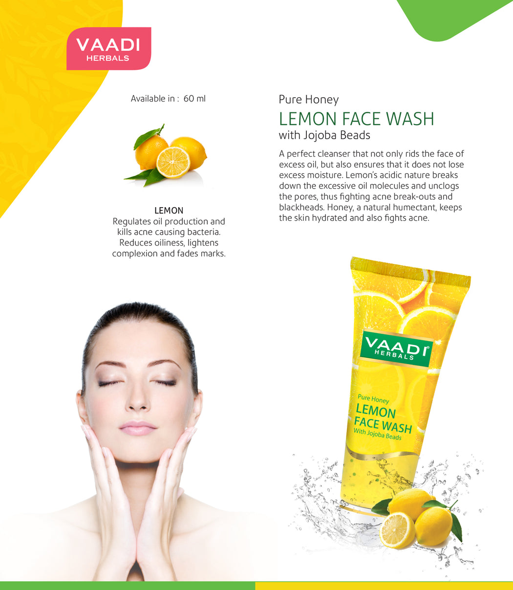 Pack of 4 Honey Lemon Face Wash With Jojoba Beads (60 ml x 4)