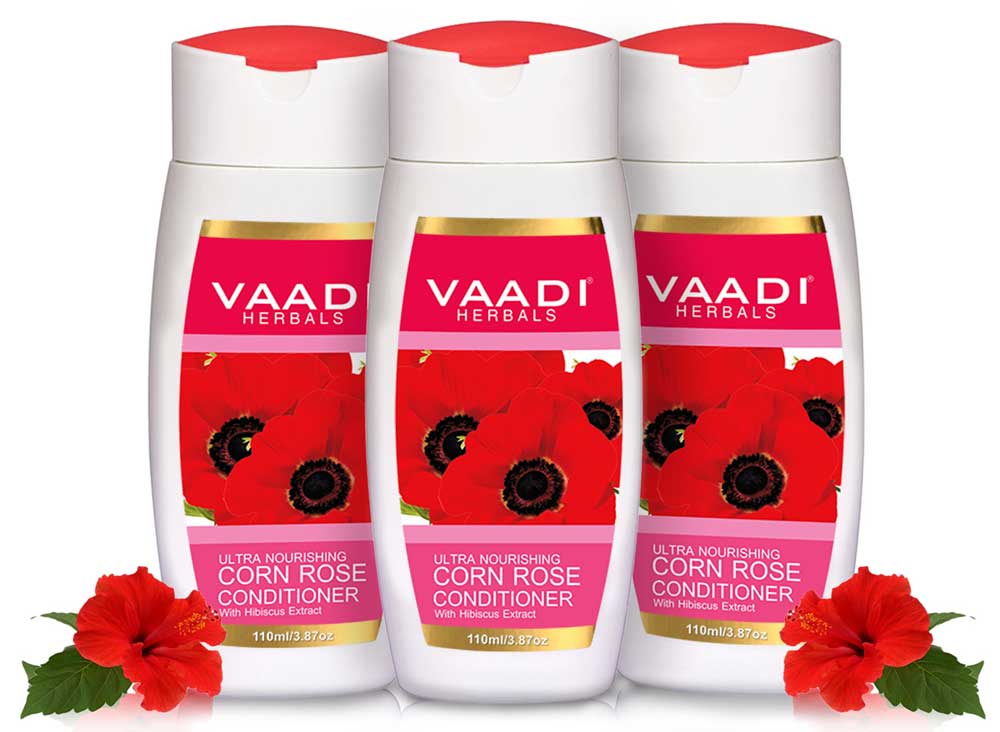 Pack of 3 CORN ROSE CONDITIONER with Hibiscus extract (110 ml x 3)
