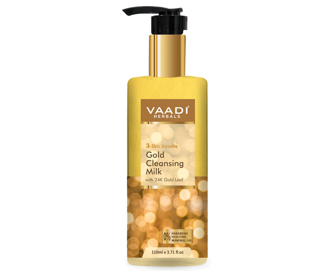 Gold Cleansing Milk with 24k Gold Leaf - 3-skin Benefits (110 ml)