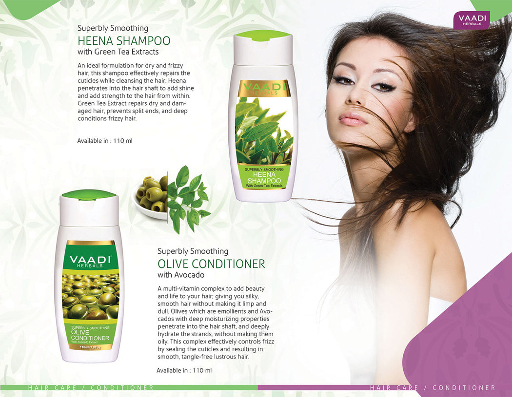 Superbly Smoothing Heena Shampoo with Olive Conditioner (110 ml x 2)