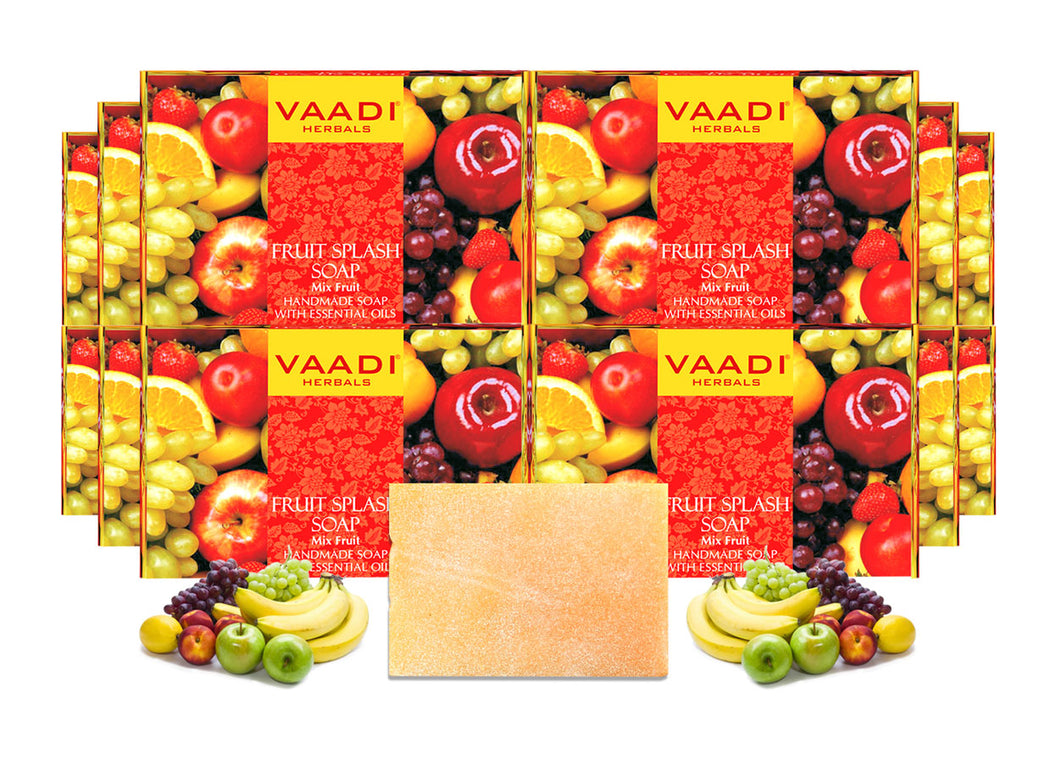 Pack of 12 FRUIT SPLASH SOAP with extracts of Orange, Peach, Green Apple & Lemon (75 gms x 12)
