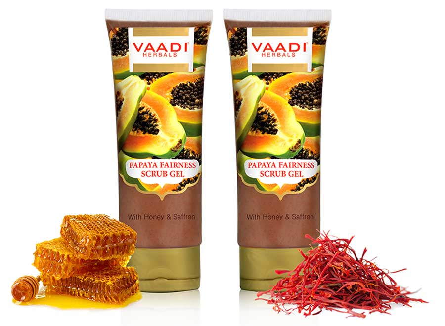 Pack of 2 Papaya Fairness Scrub Gel with Honey & Saffron (110 gms x 2)