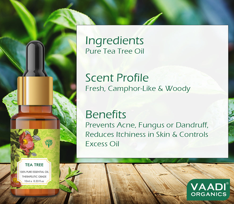 Tea Tree Essential Oil - Reduces Acne, Prevents Dandruff & Hairfall (10 ml)