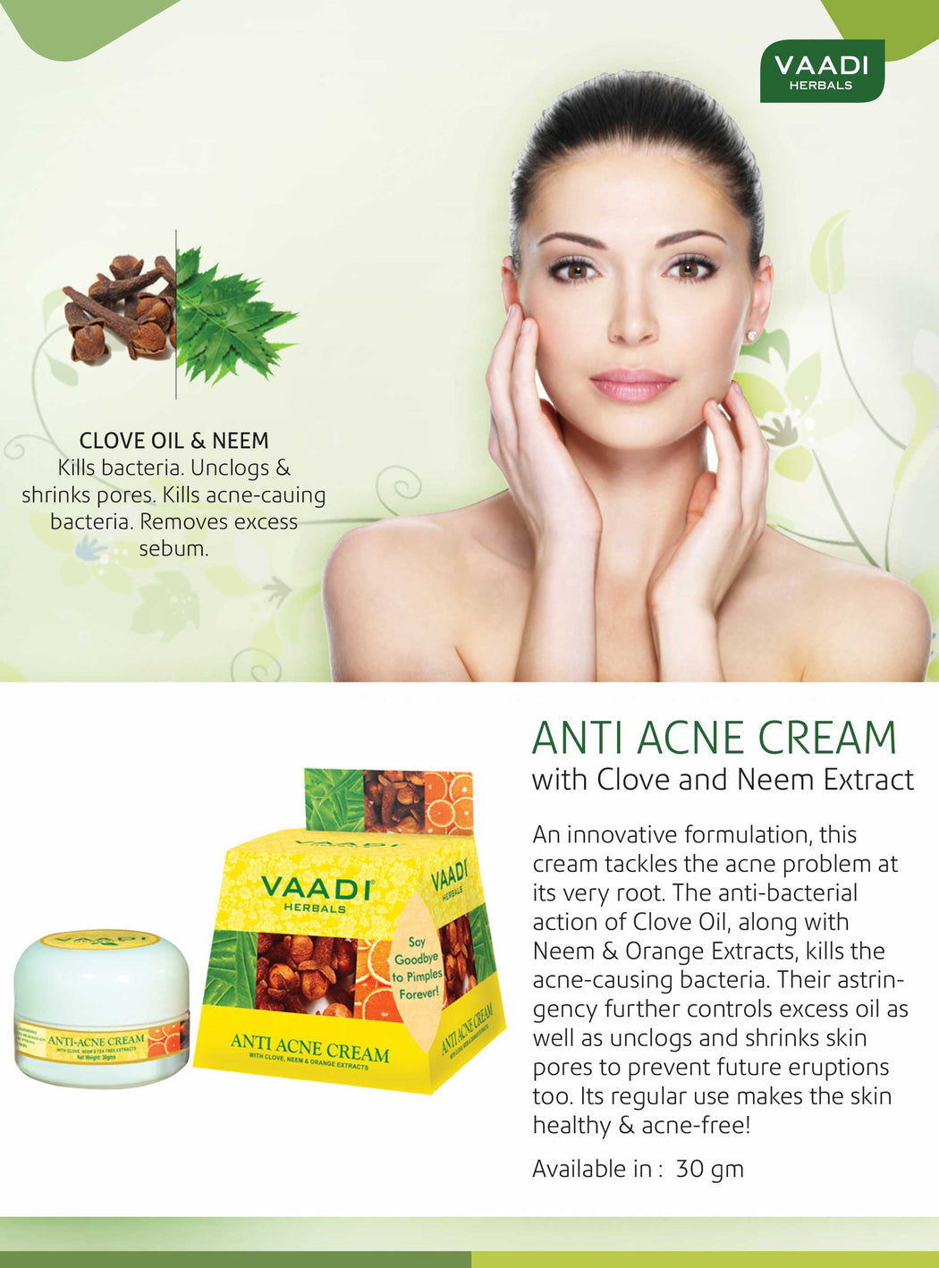 Pack of 3 Anti-Acne Cream - Clove & Neem extract (30 gms x 3)