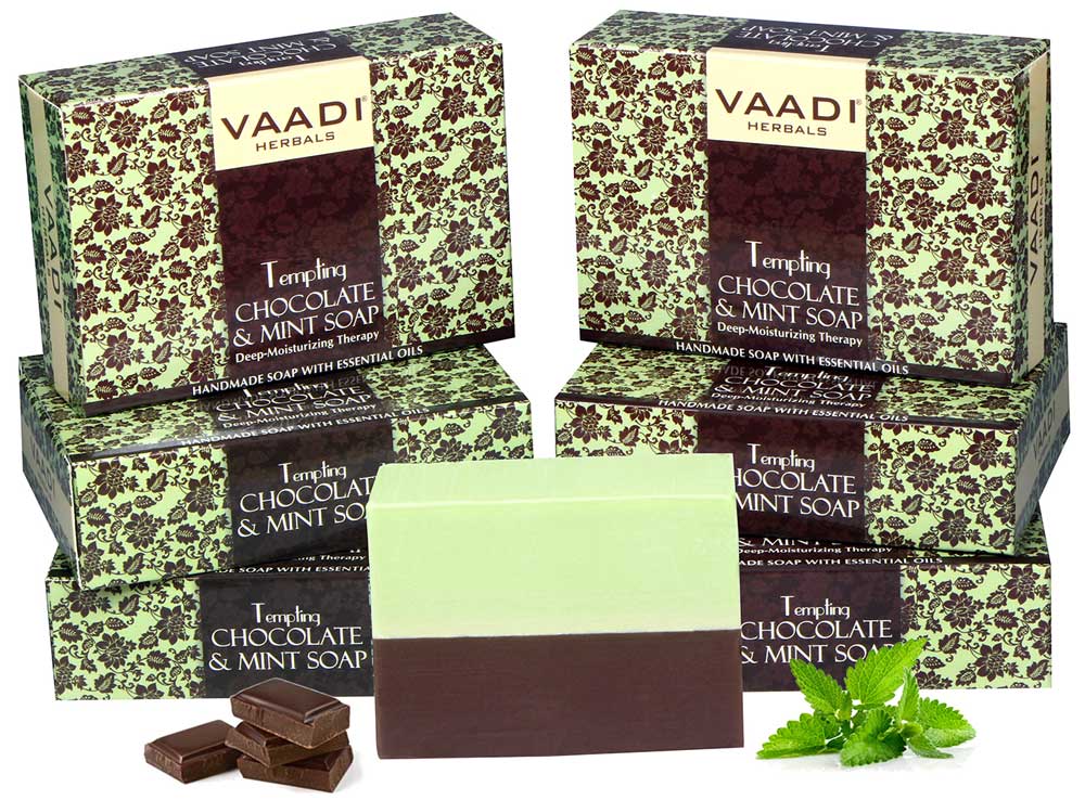 Pack of 6 Tempting Chocolate & Mint Soap - Deep Moisturising Therapy (75 gms x 6)