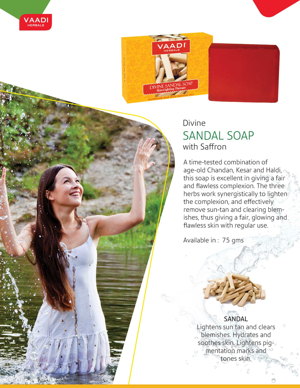 Pack of 6 Divine Sandal Soap with Saffron & Turmeric (75 gms x 6)