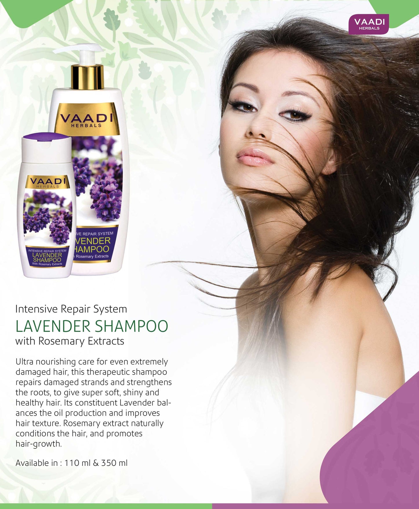 Pack of 3 Lavender Shampoo With Rosemary Extract-Intensive Repair System (110 ml x 3)