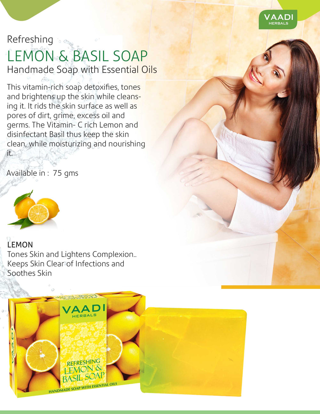 Pack of 12 Refreshing Lemon and Basil Soap (75 gms x 12)