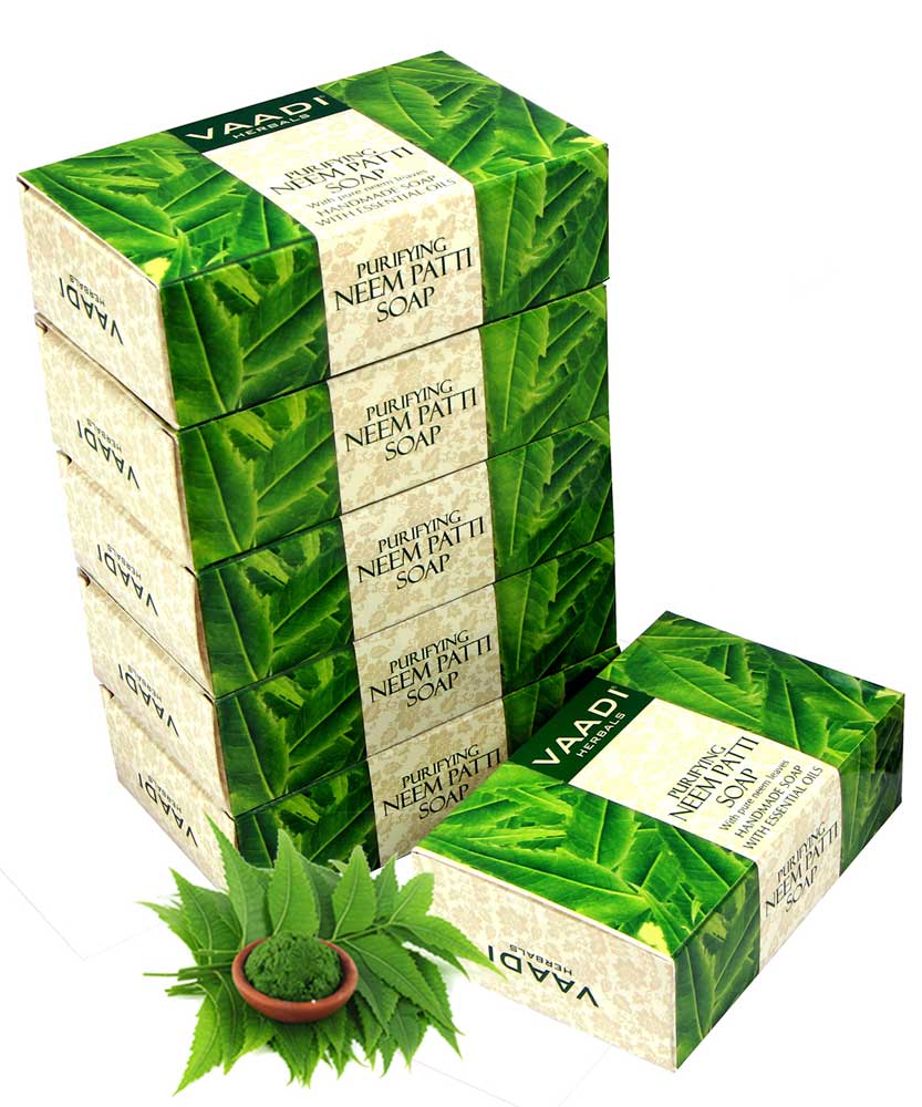 Pack of 6 Neem Patti Soap - Contains Pure Neem Leaves (75 gms x 6)