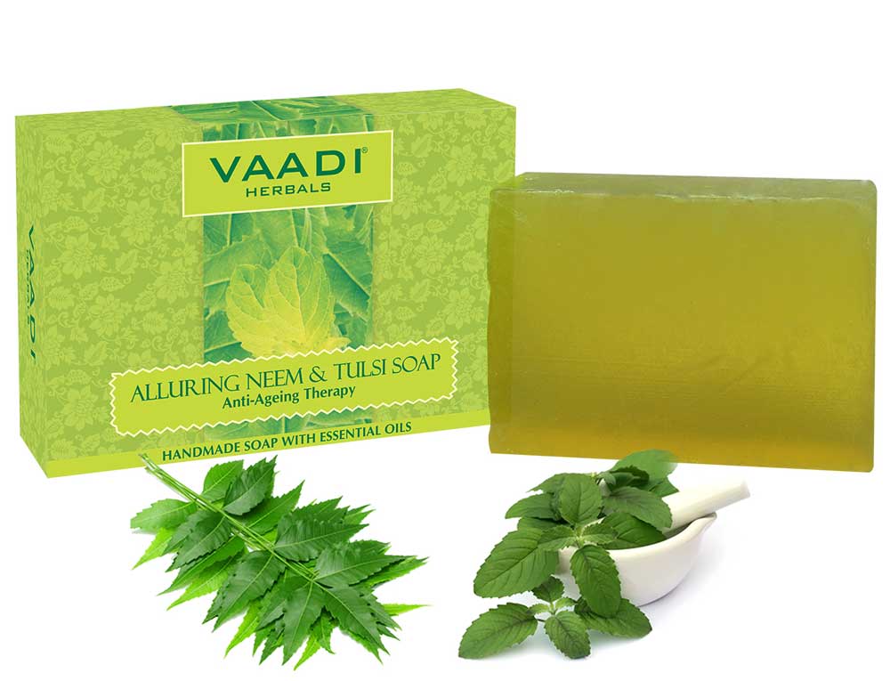 Alluring Neem-Tulsi Soap with Vitamin E & Tea Tree Oil (75 gms)