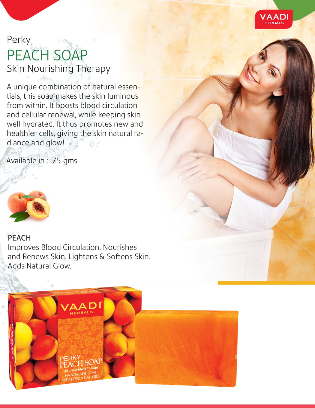 Pack of 3 Perky Peach Soap with Almomd oil (75 gms x 3)