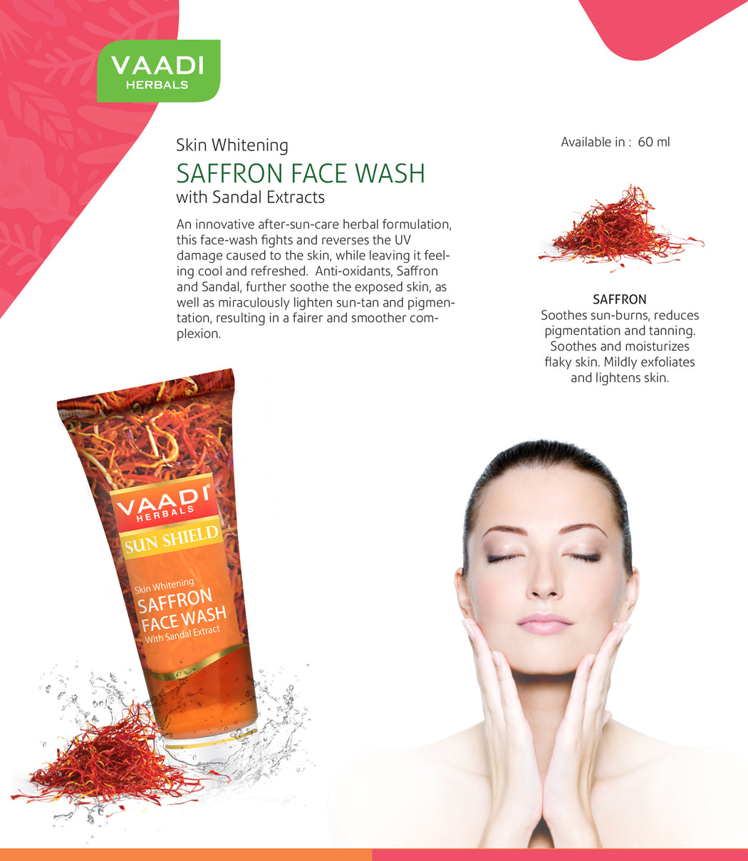 Pack of 4 Skin Whitening Saffron Face Wash With Sandal Extract (60 ml x 4)