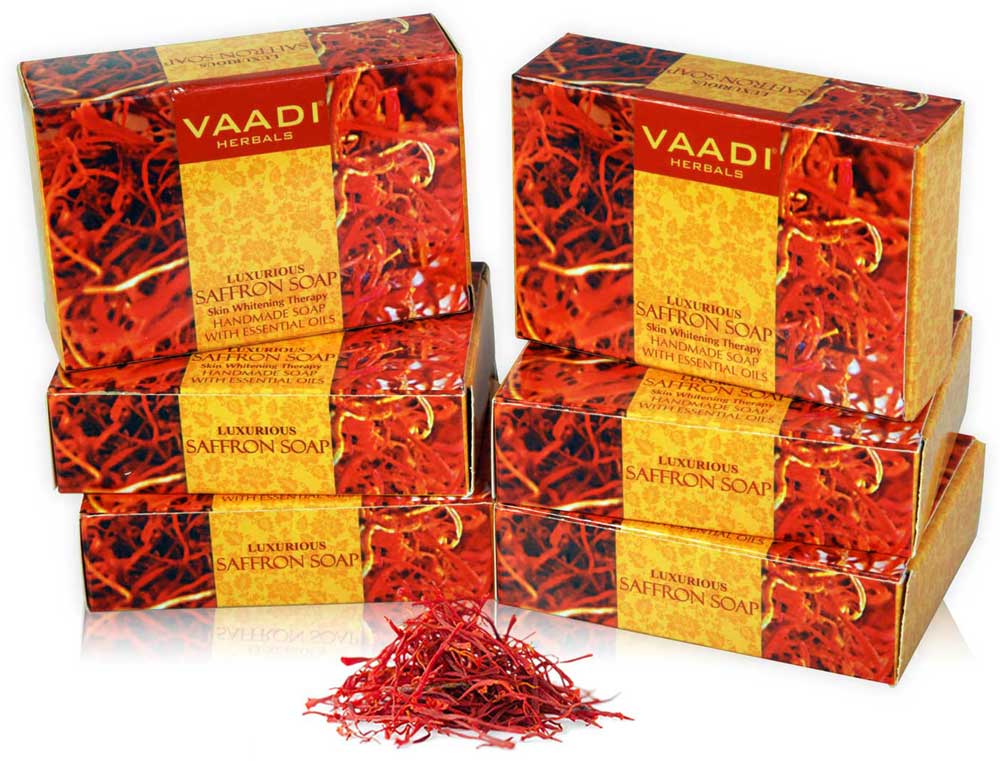 Pack of 6 Luxurious Saffron Soap - Skin Whitening Therapy (75 gms x 6)
